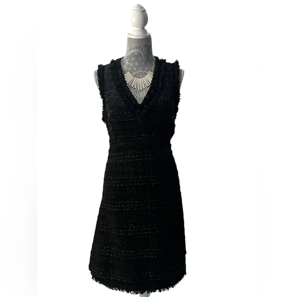NWT Kate Spade Sparkle Tweed Dress “Dashing Beauty” Black Sleeveless Sz 14